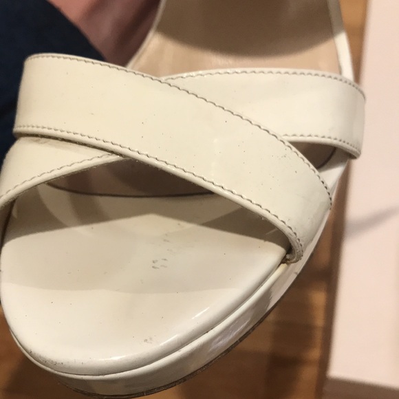 Jimmy Choo White Lucia Wedge Platform Sandals 37.5 - Picture 10 of 15